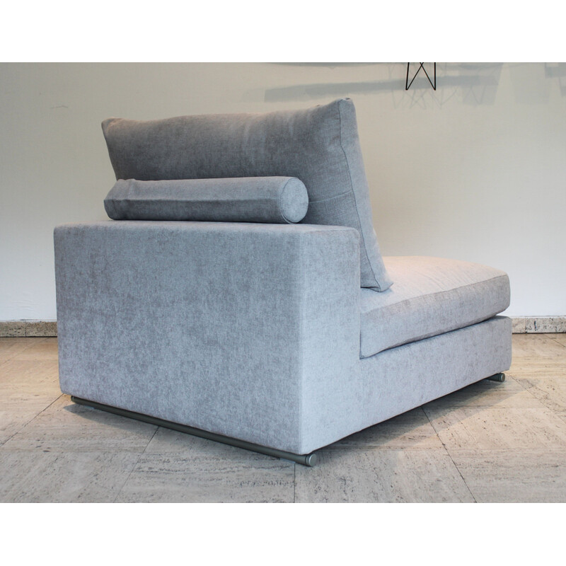Vintage 3-seater modular sofa in gray fabric, birch and steel by Camerich