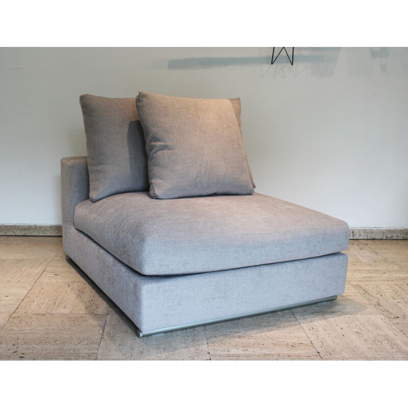 Modulares 3-Sitzer Vintage-Sofa in grauem Stoff, Birke und Stahl von Camerich