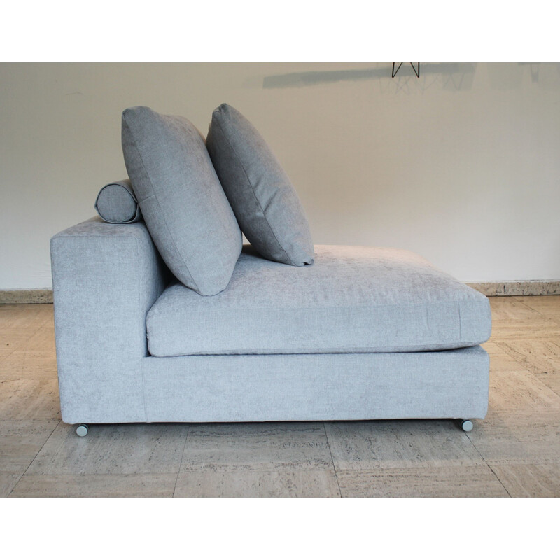 Vintage 3-seater modular sofa in gray fabric, birch and steel by Camerich