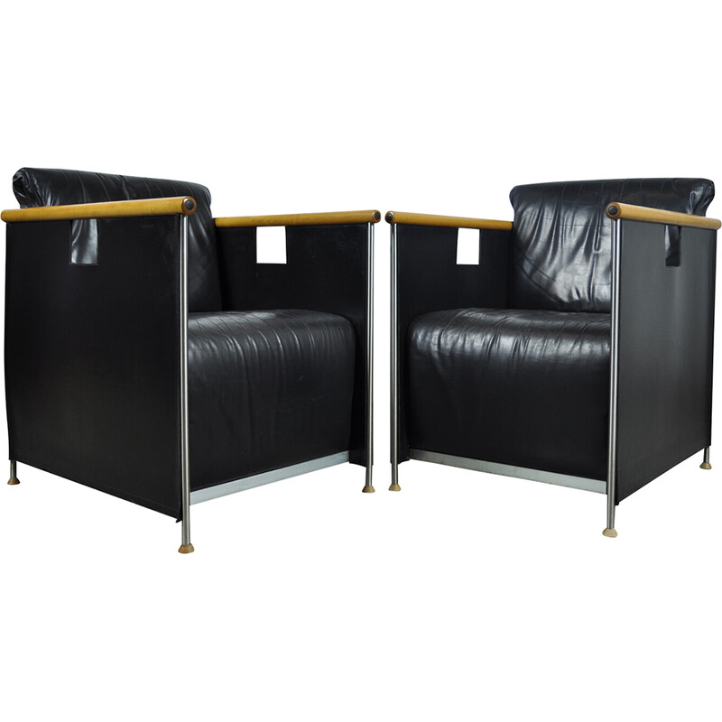Pair of vintage armchairs "the Box" by Mazairac and Boonzaaijer for Castelijn, Netherlands 1980s