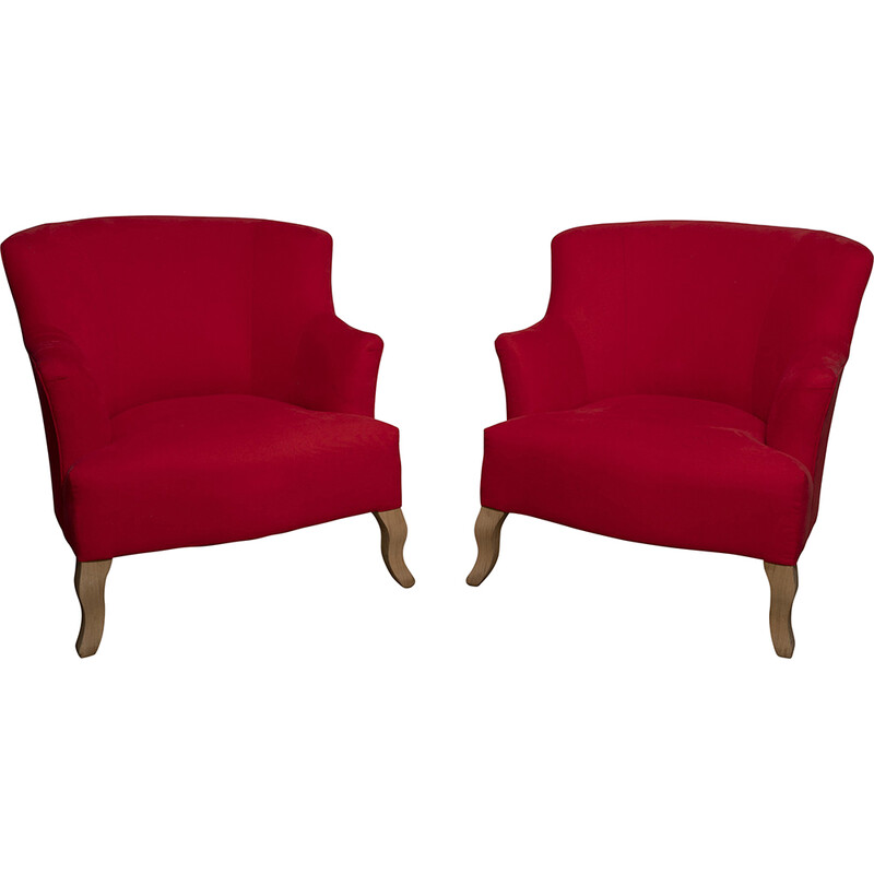 Pair of vintage red armchairs