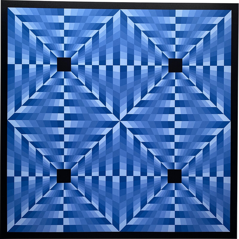 Fotolithographie Jahrgang "Hommage an Vasarely" par Jim Bird, 1970