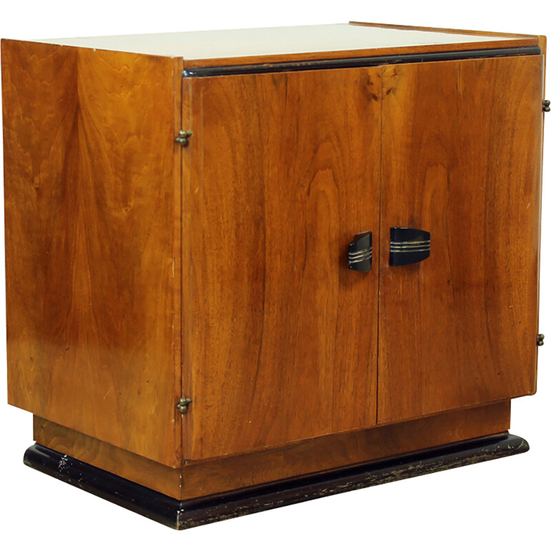 Art Deco vintage sideboard in oakwood and walnut veneer, Czechoslovakia 1940s