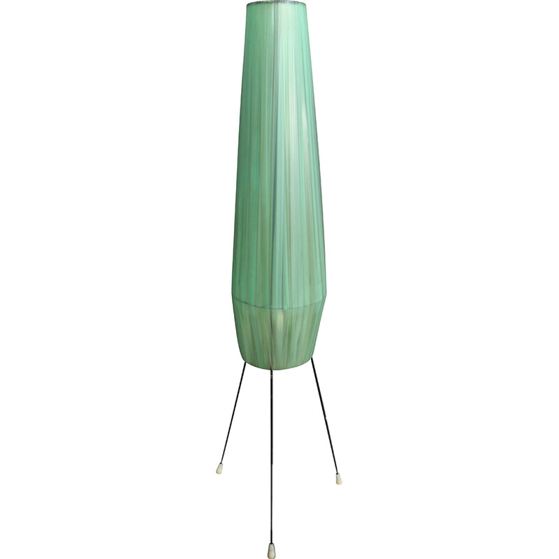 Candeeiro de chão em forma de foguetão de fibra verde vintage, década de 1960