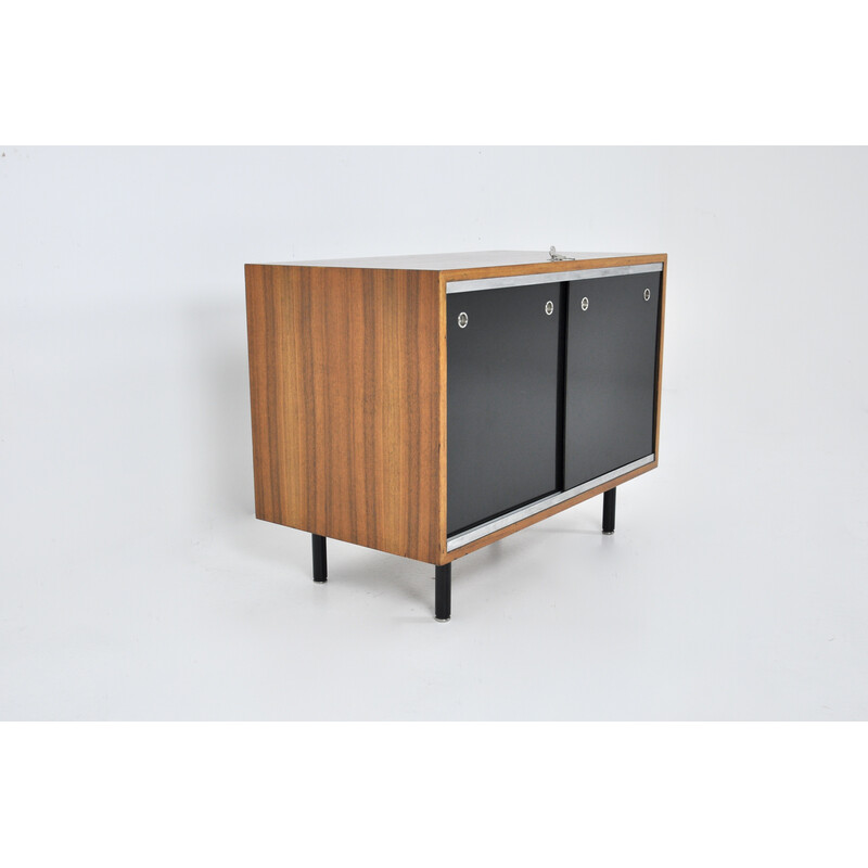 Vintage highboard with 2 black sliding doors by George Nelson for Herman Miller, 1970