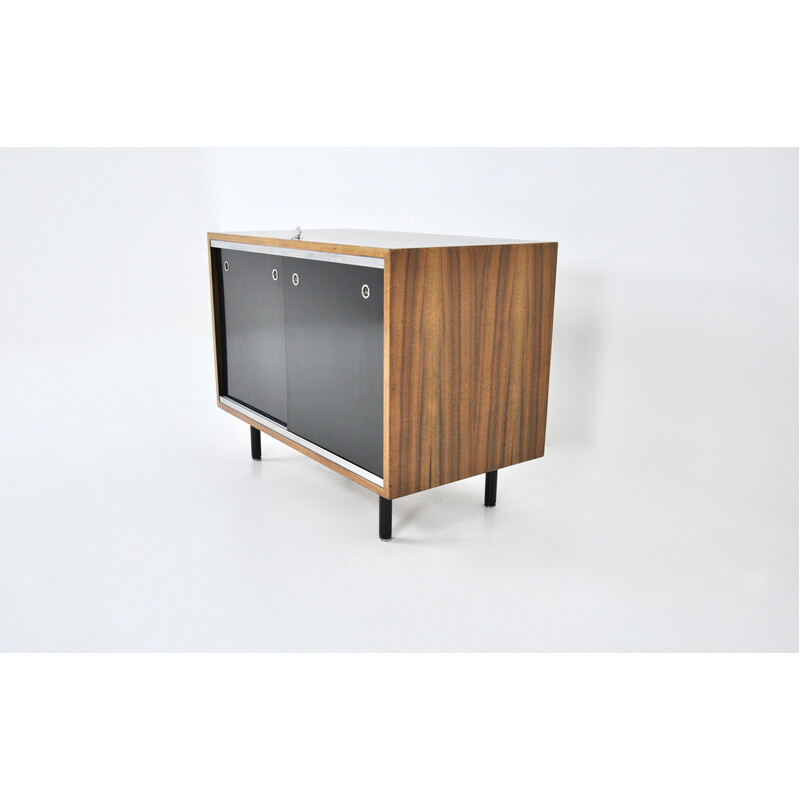 Vintage highboard with 2 black sliding doors by George Nelson for Herman Miller, 1970