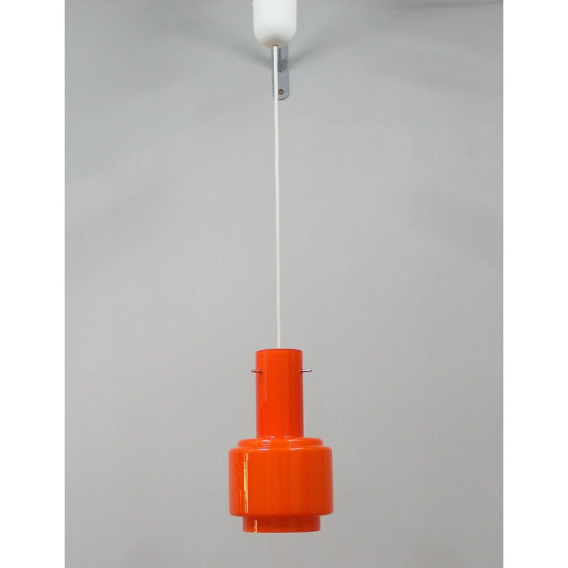 Mid century orange opaline hanging light - 1960s