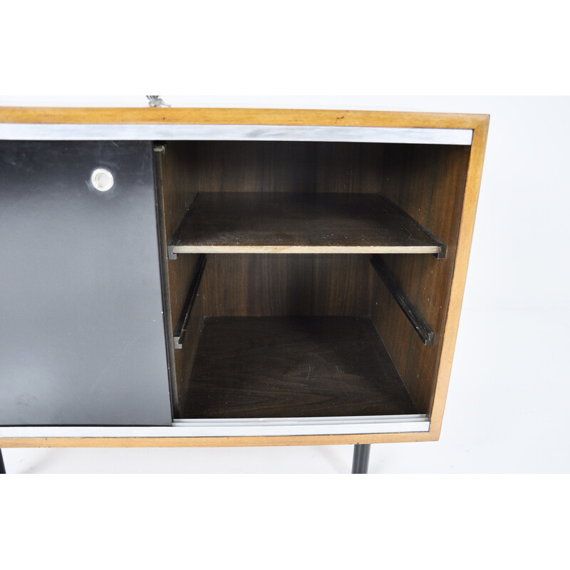 Vintage highboard with 2 black sliding doors by George Nelson for Herman Miller, 1970