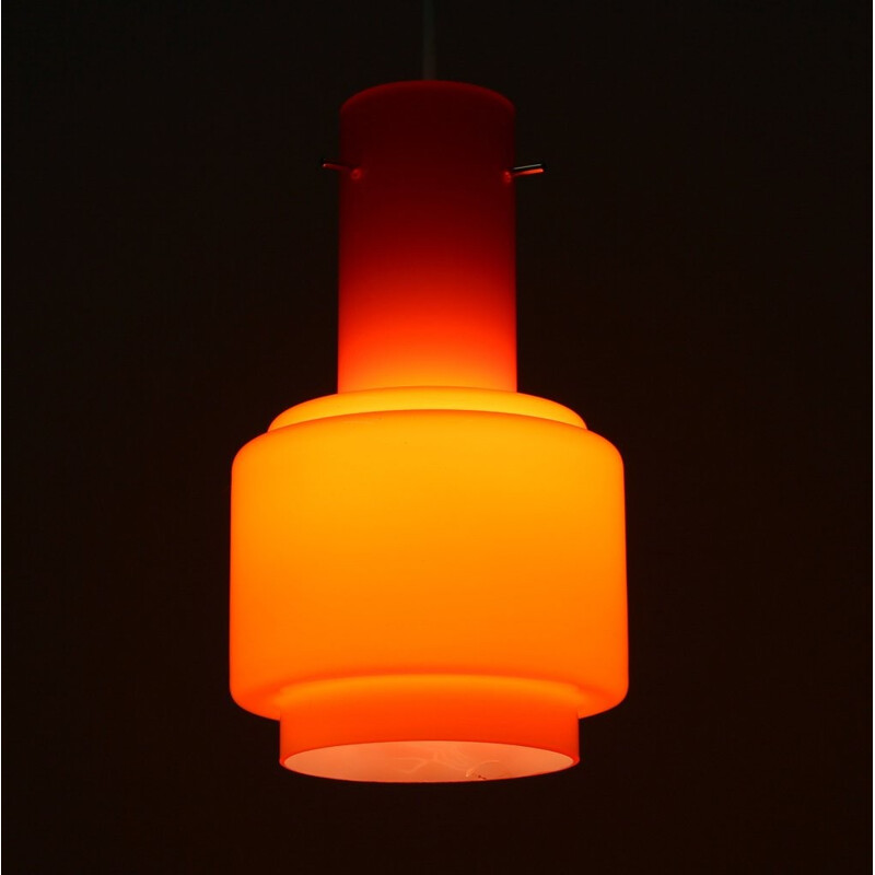 Mid century orange opaline hanging light - 1960s