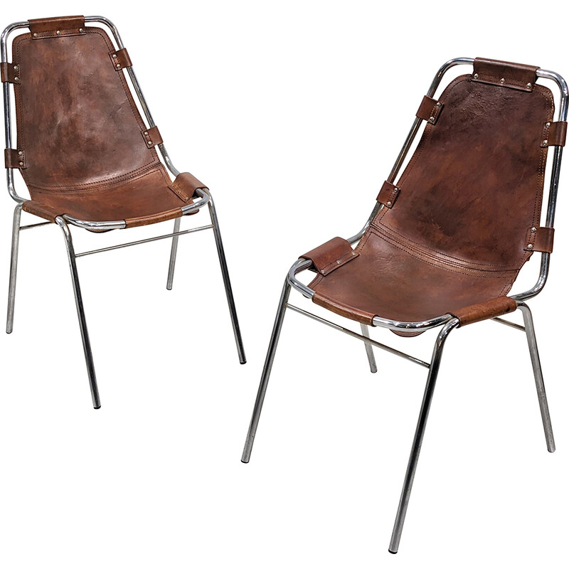 Par de cadeiras vintage de Charlotte Perriand para o resort de Les Arcs, 1970