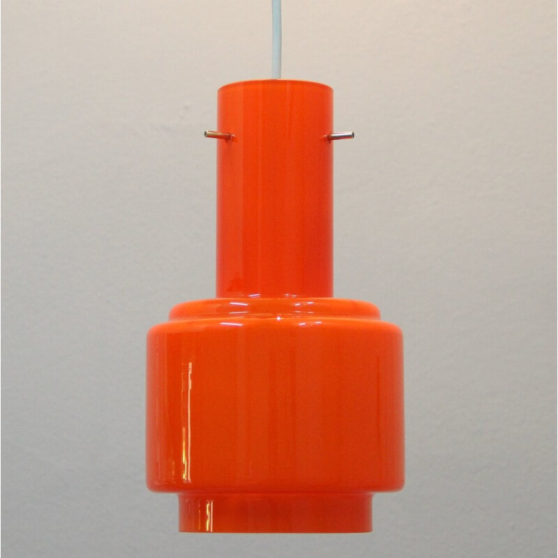 Suspension vintage en opaline orange - 1960