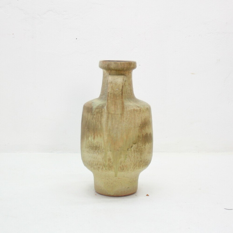 Beige vase in ceramic by F. Glatzle for Majolika Karlsruhe - 1960s