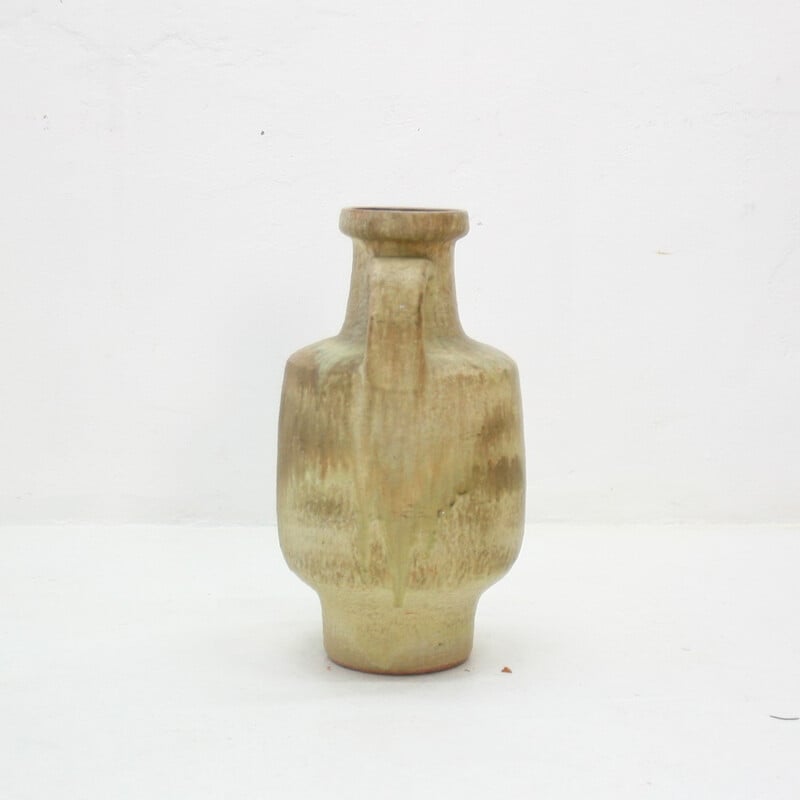 Beige vase in ceramic by F. Glatzle for Majolika Karlsruhe - 1960s