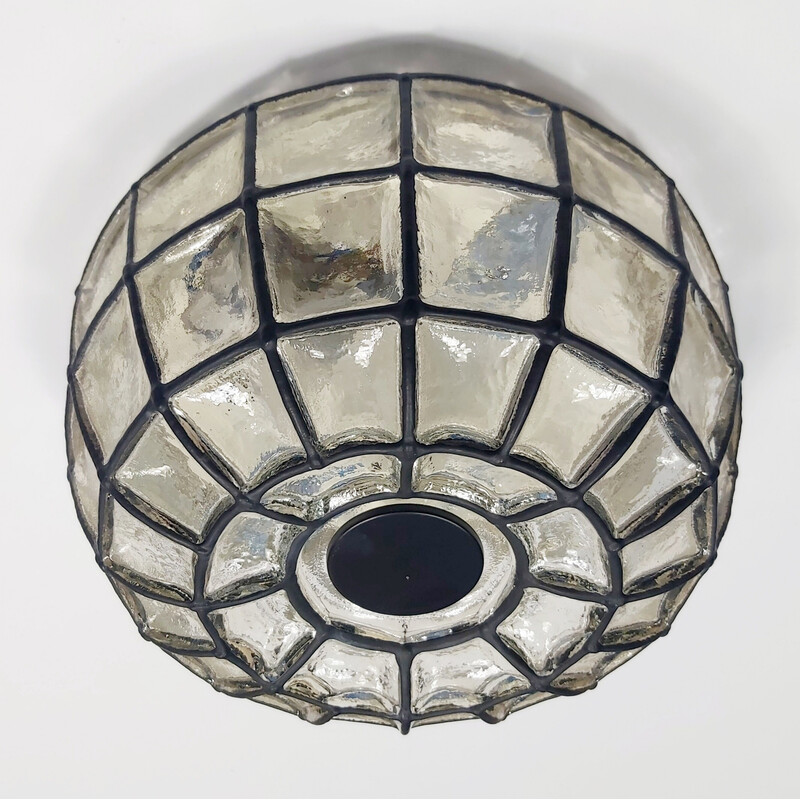 Lampada da soffitto di metà secolo in vetro e ferro di Limburg, Germania 1960