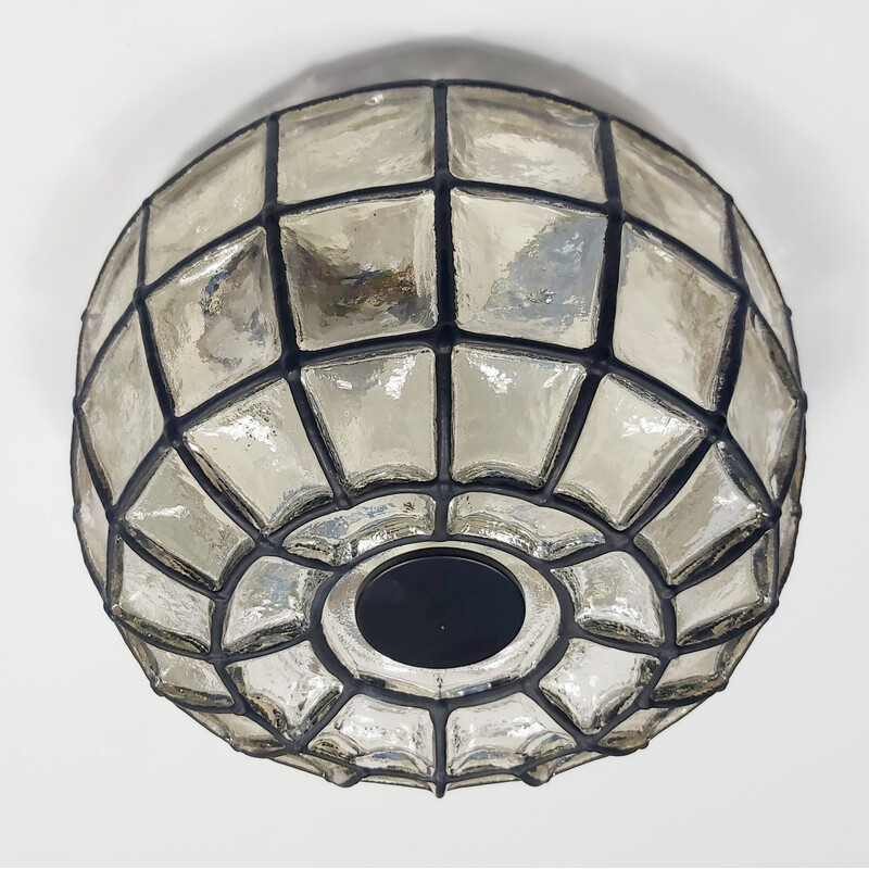 Mid-century ceiling lamp in glass and iron by Limburg, Germany 1960s