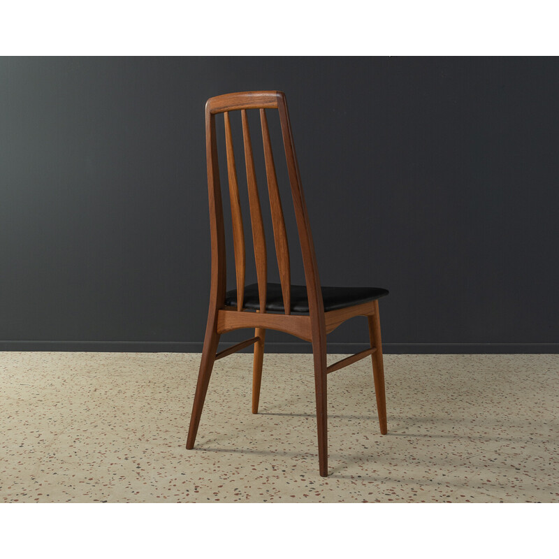 Conjunto de 6 cadeiras de teca Eva vintage e couro de Niels Koefoed para Koefoeds e Hornslet, década de 1960