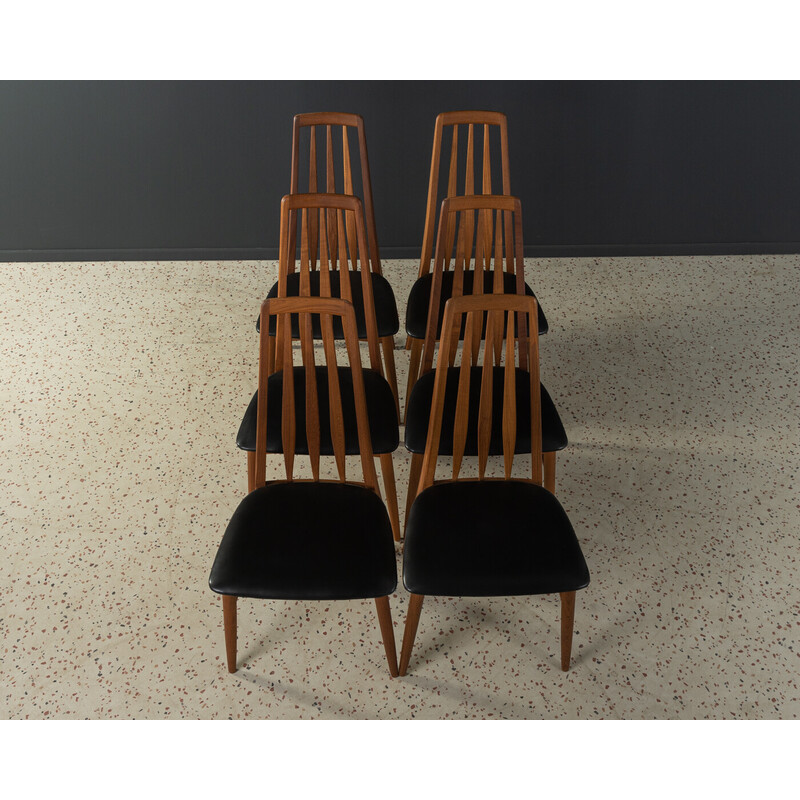 6 Stühle Eva aus Teakholz und Leder von Niels Koefoed für Koefoeds und Hornslet, 1960er Jahre