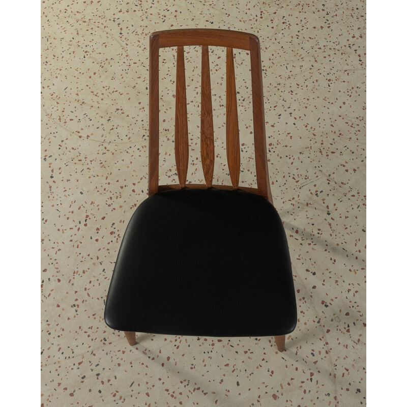 Juego de 6 sillas vintage de teca y cuero Eva de Niels Koefoed para Koefoeds y Hornslet, años 60