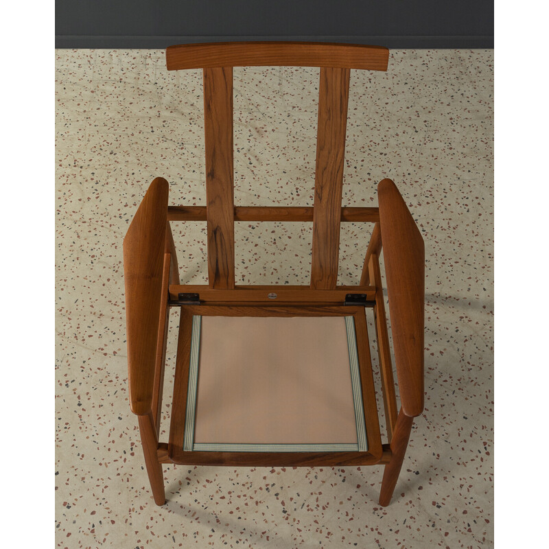 Fd 164 vintage teak and leather armchair and stool by Arne Vodder for France and Søn, Denmark 1960s