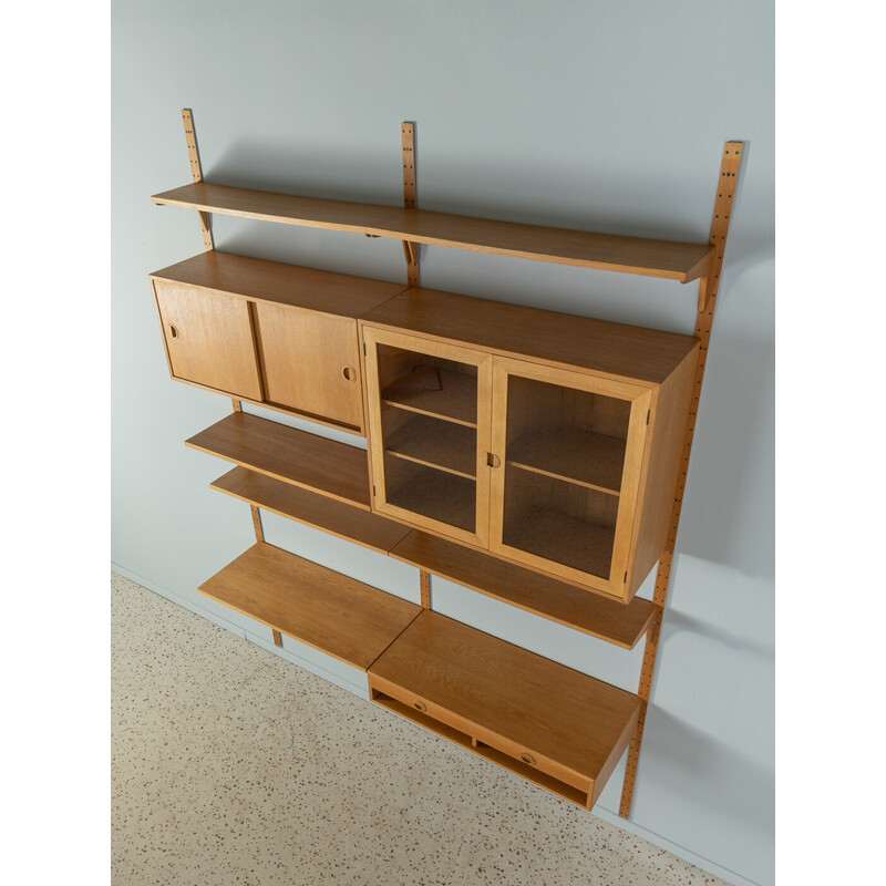 Vintage oakwood and glass shelving system for Hg Furniture, Denmark 1960s