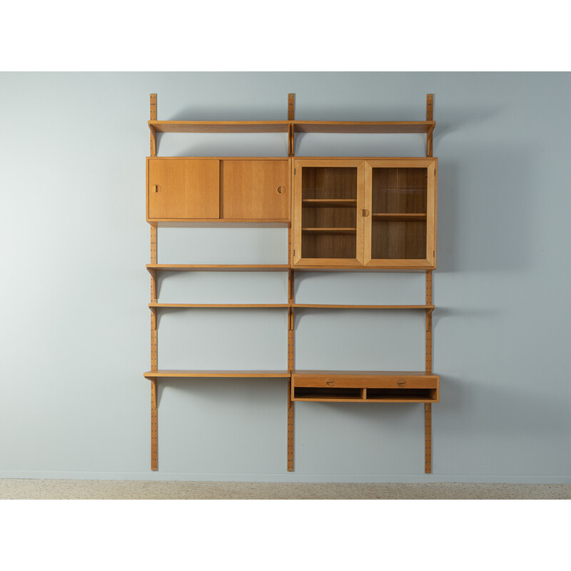 Vintage oakwood and glass shelving system for Hg Furniture, Denmark 1960s