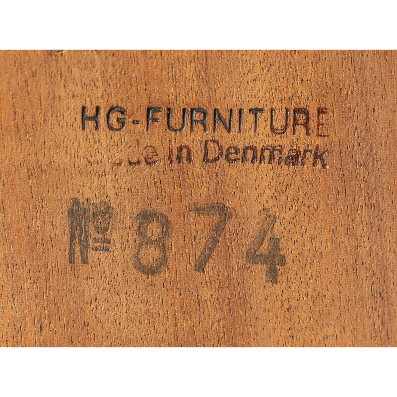 Sistema di scaffali vintage in rovere e vetro per Hg Furniture, Danimarca 1960