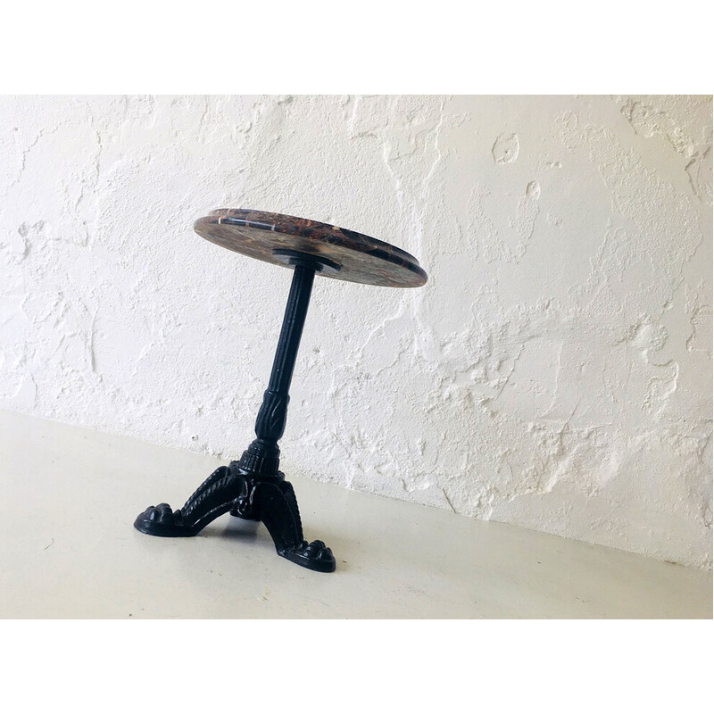 Vintage marble and cast iron side table, 1950s