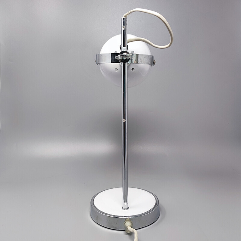 Lámpara de mesa vintage de cristal blanco de Veneta Lumi, Italia años 70
