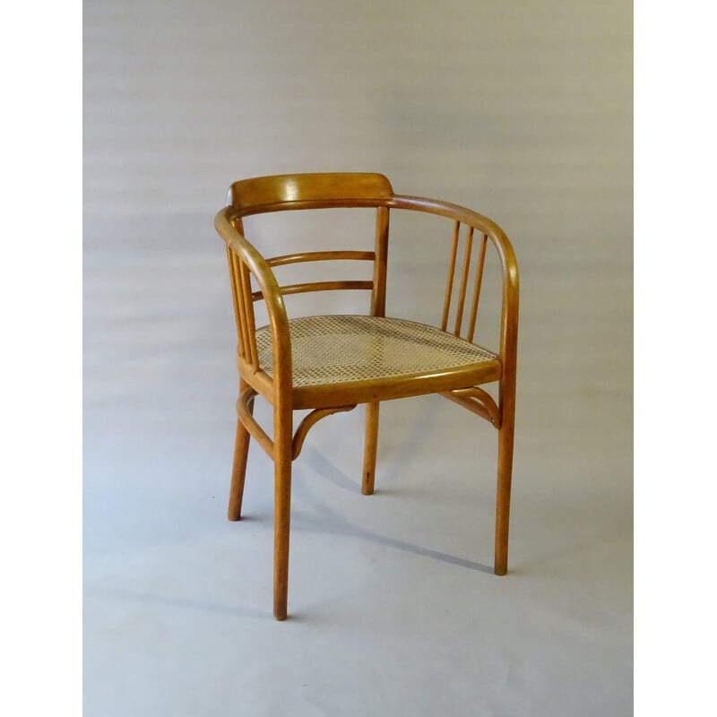 Vintage Thonet b93 rotan fauteuil van Gustave Siegel, 1920