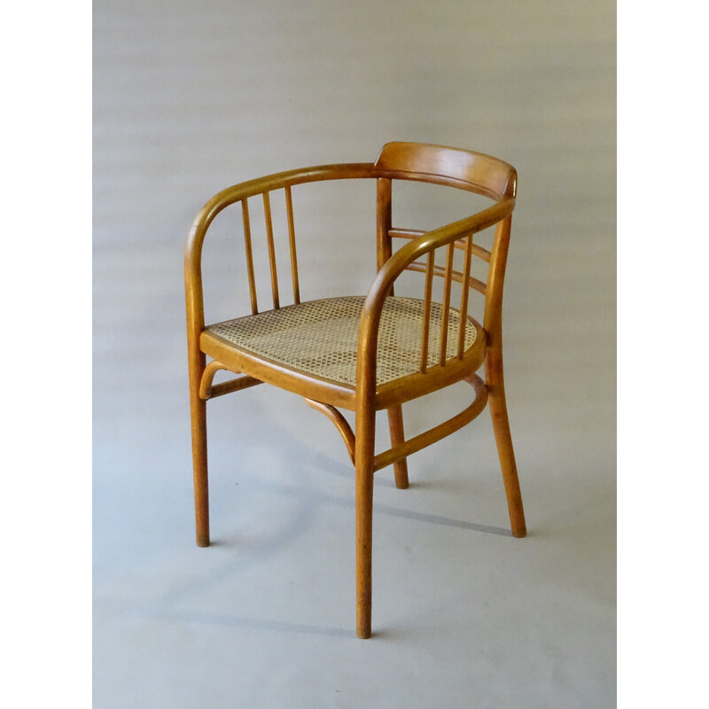 Vintage Thonet b93 armchair in rattan cane by Gustave Siegel, 1920s