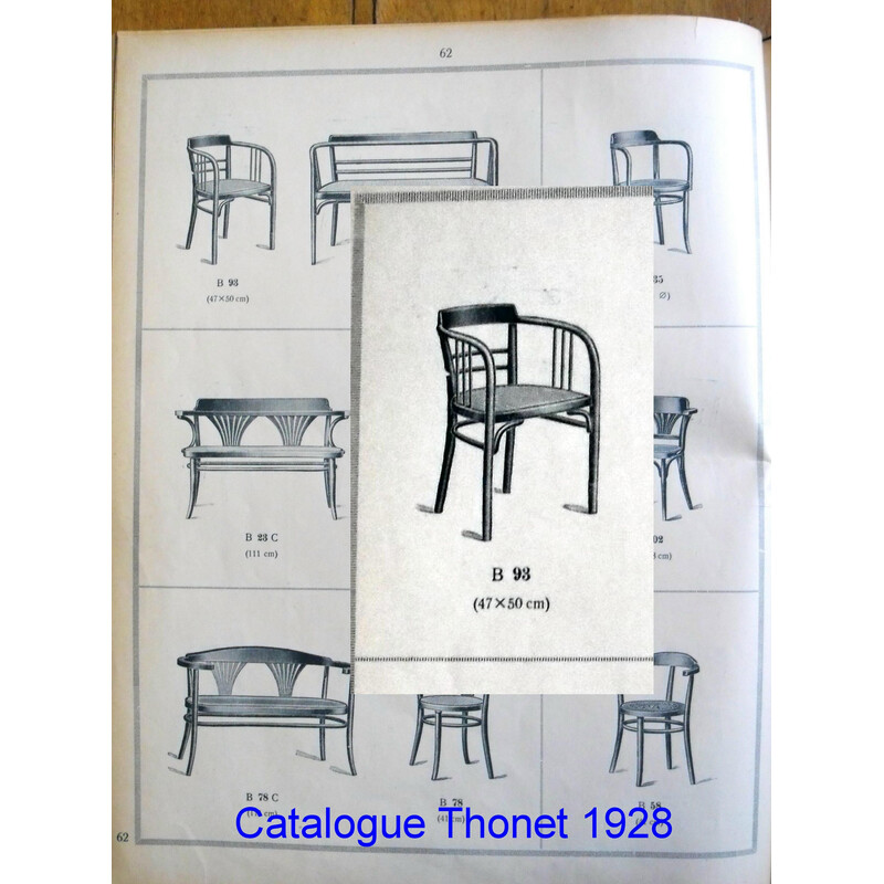 Cadeirão Vintage Thonet b93 rattan de Gustave Siegel, 1920