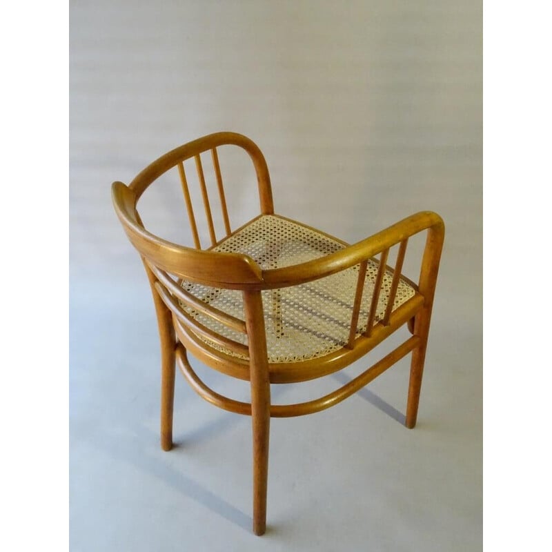 Fauteuil vintage Thonet b93 en canne de rotin par Gustave Siegel, 1920