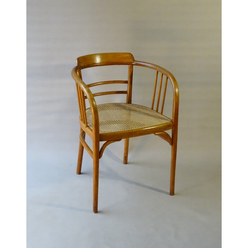 Vintage Thonet b93 armchair in rattan cane by Gustave Siegel, 1920s