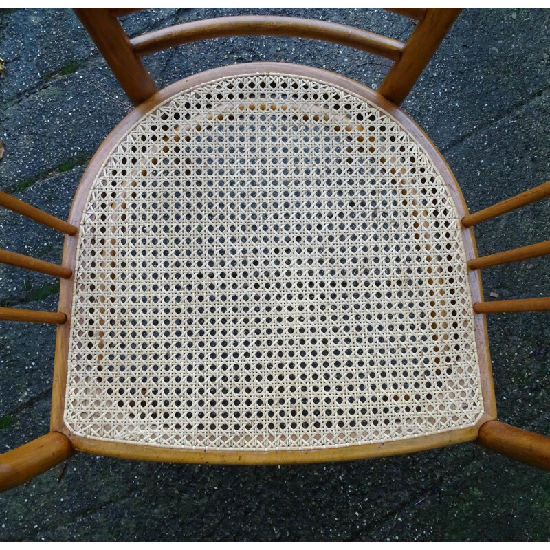 Vintage Thonet b93 armchair in rattan cane by Gustave Siegel, 1920s