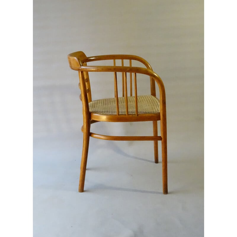 Vintage Thonet b93 rotan fauteuil van Gustave Siegel, 1920