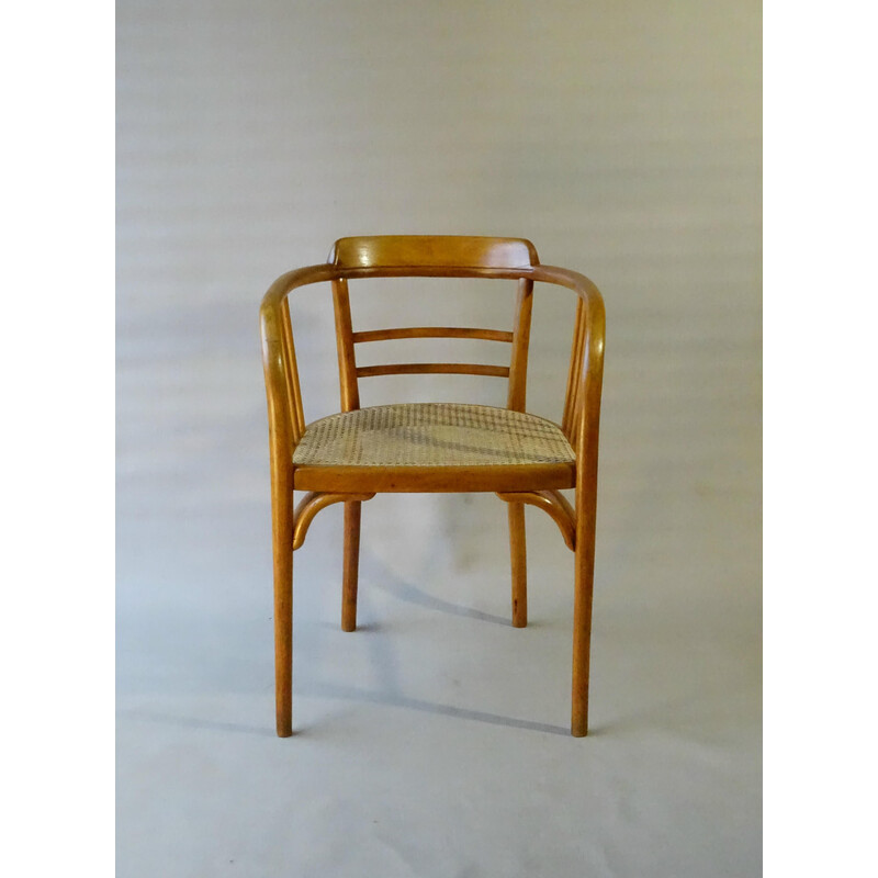Vintage Thonet b93 armchair in rattan cane by Gustave Siegel, 1920s