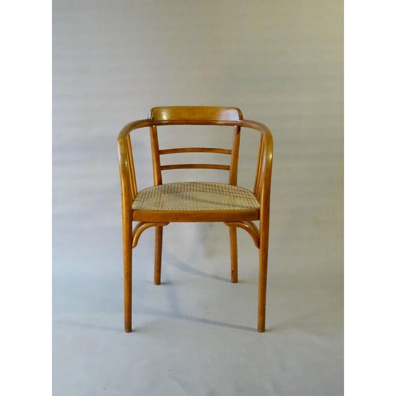 Vintage Thonet b93 rotan fauteuil van Gustave Siegel, 1920