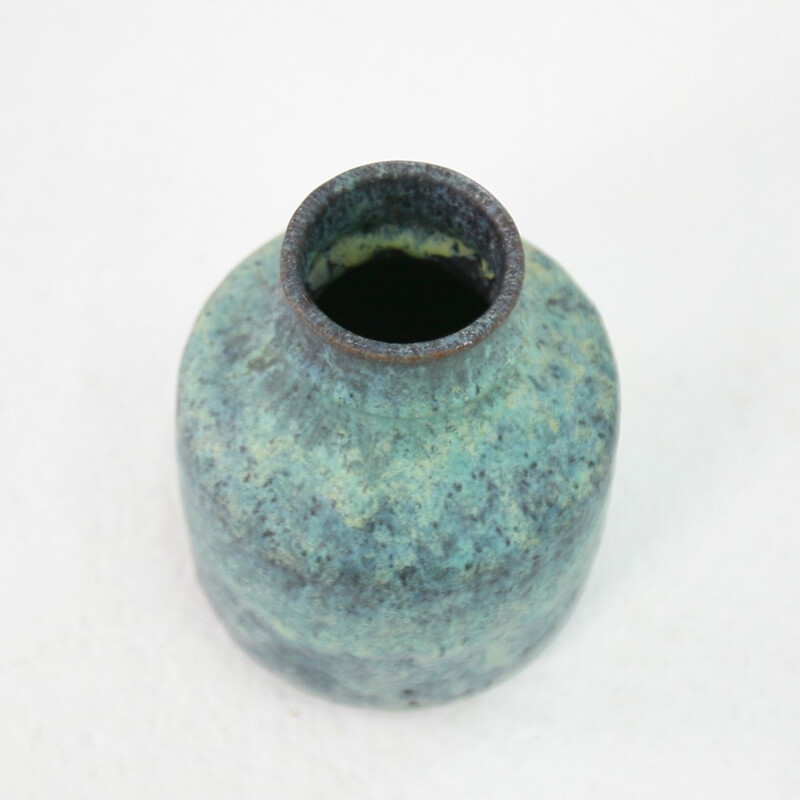 Green vase in ceramic produced by Majolika Karsruhe - 1960s