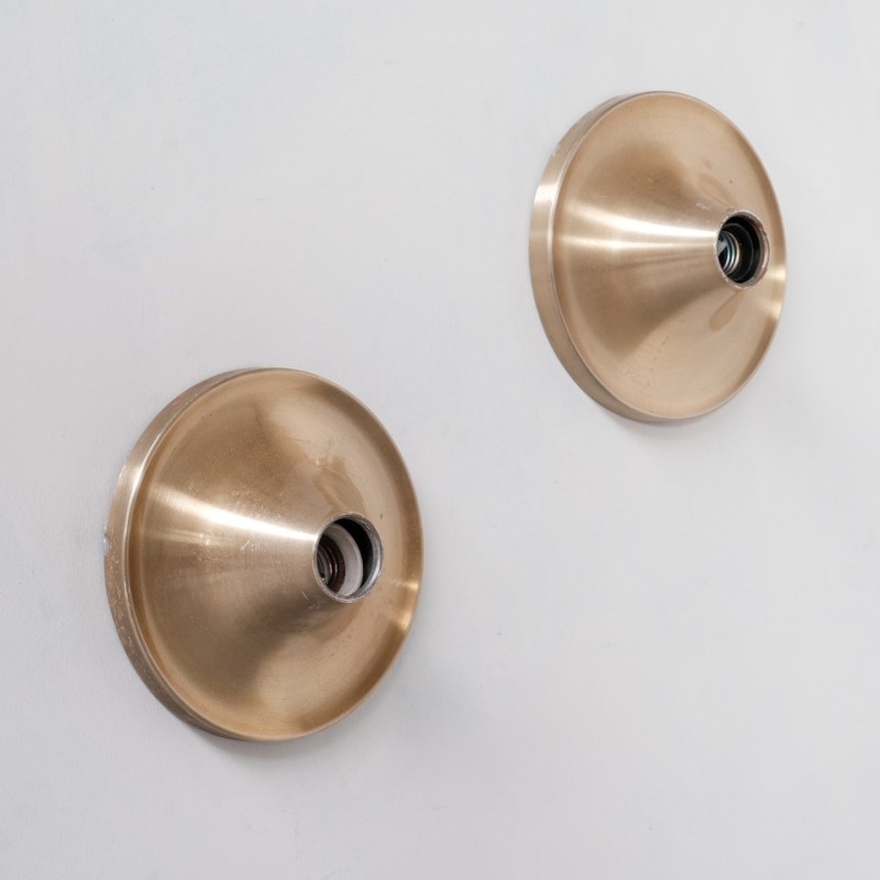 Pair of vintage brass wall lamps, Italy 1970s