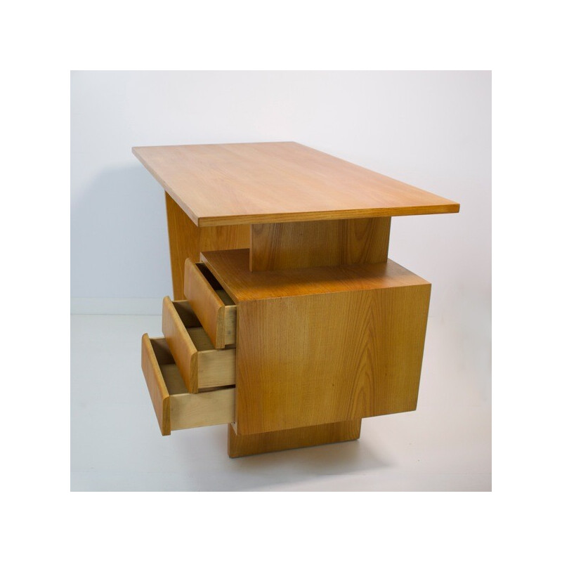 Vintage oak desk with 3 drawers, 1960s