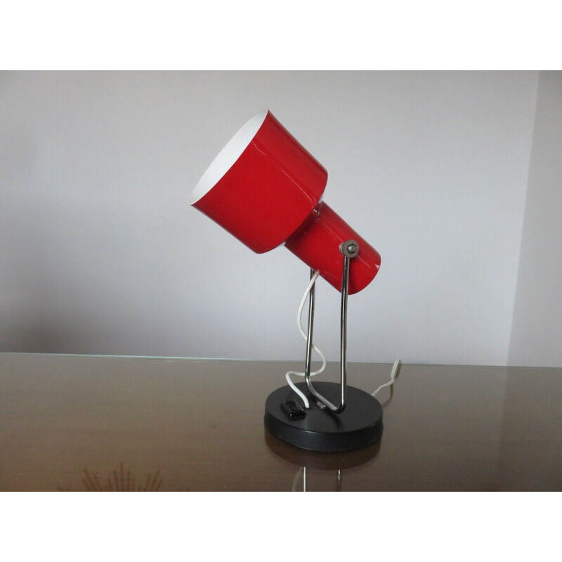 Vintage lamp in aluminium, black lacquered metal and chromed metal by Pierre Disderot, France 1960s