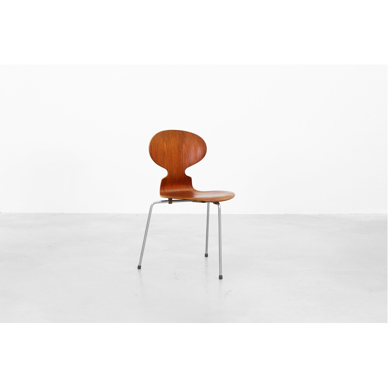 Set of Six Ant dining chairs in teak model 3100 by Arne Jacobsen for Fritz Hansen - 1950s