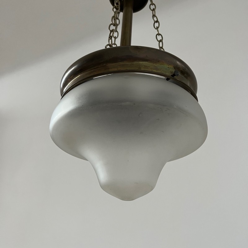 Vintage brass and glass pendant lamp, Sweden 1930s