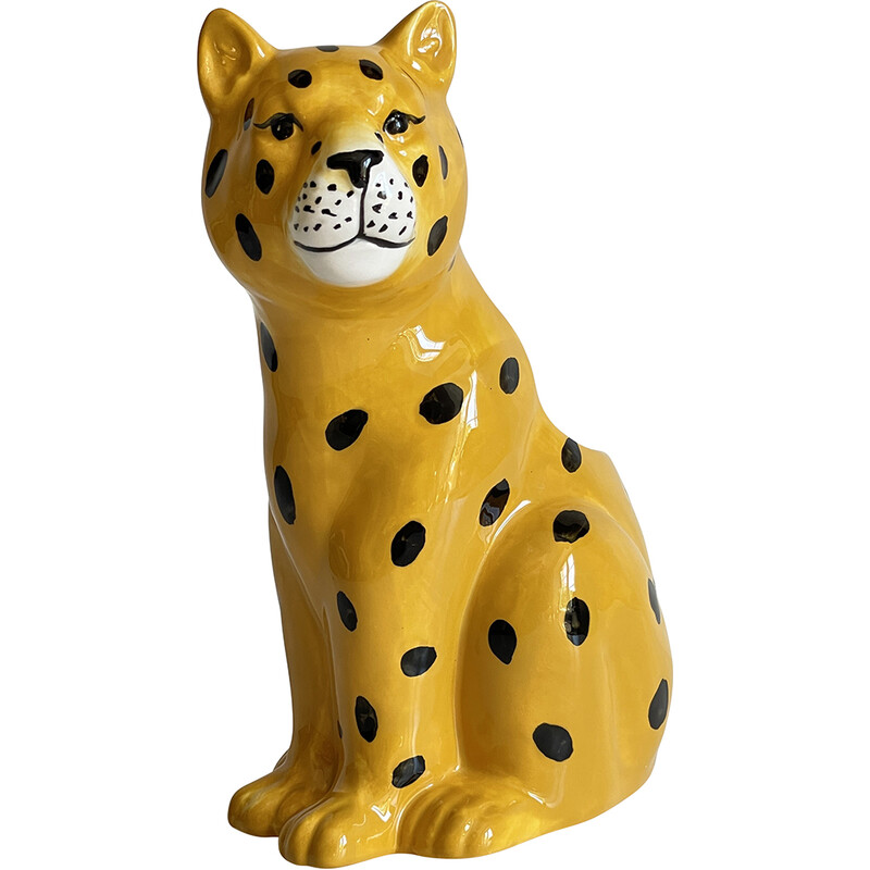 Vintage pote de leopardo cerâmico, 1980