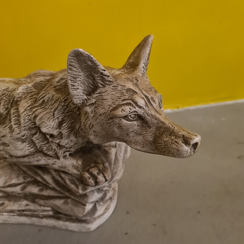 Statua in gesso francese d'epoca Art Déco di una volpe