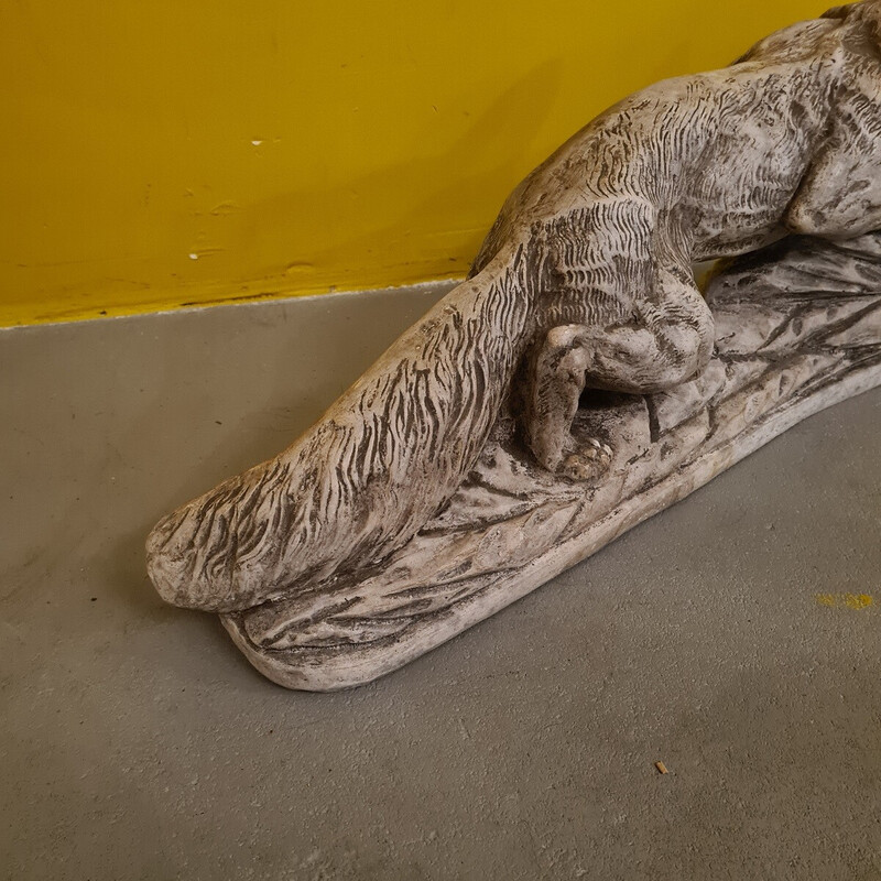 French vintage Art Deco plaster statue of a fox