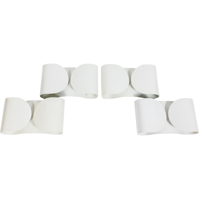Set of 4 vintage Foglio wall lamps by Tobia Scarpa for Flos, 1980