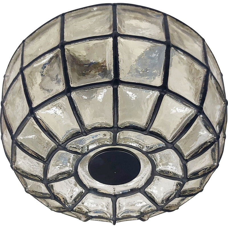 Mid-century ceiling lamp in glass and iron by Limburg, Germany 1960s