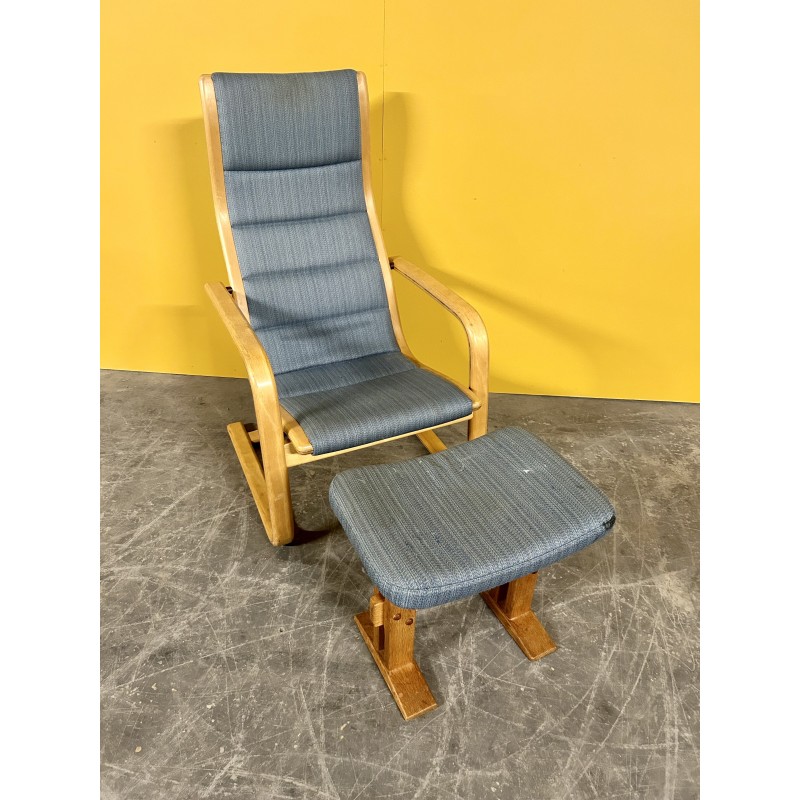 Vintage fauteuil met voetsteun van Yngve Ekstrom voor Zweden, 1960