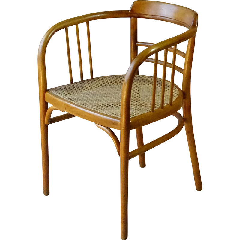 Sillón vintage Thonet b93 de ratán de Gustave Siegel, 1920